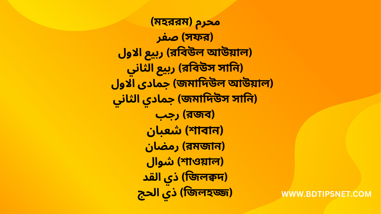 আরবি মাসের নাম ক্যালেন্ডার ২০২৩, আরবি মাসের কত তারিখে আজ,Arbi Maser Calendar 2023-www.bdtipsnet (1)